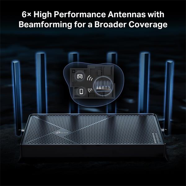 BE6500 Dual-Band Wi-Fi 7 Router SPEED: 688 Mbps at 2.4 GHz + 5764 Mbps at 5 GHz SPEC: 6×Antennas, 2.0 GHz Quad-Core CPU, 