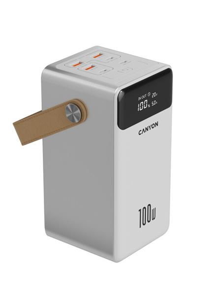Canyon OnPower 610, Powerbank, 60.000 mAh, displej, in: USB-C, out: 3x USB-C,  PD 100W, 3x USB-A, QC 3.0, biela 
