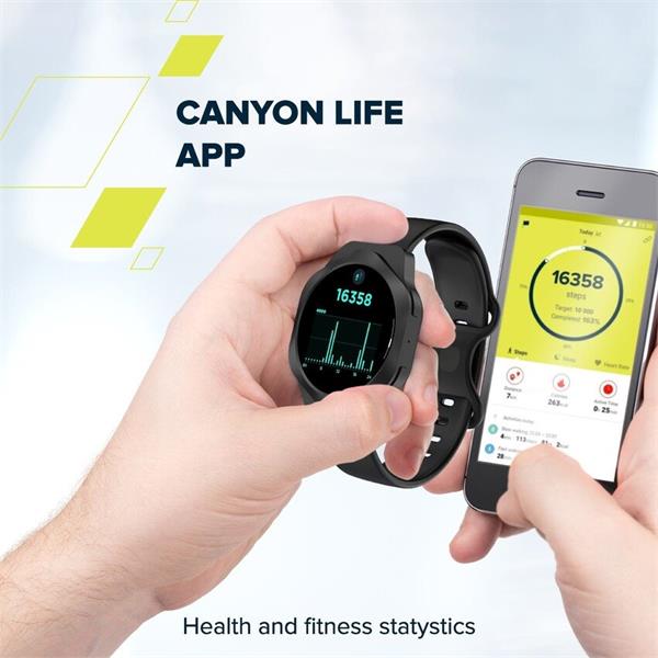 Canyon Hexagon 88, smart hodinky, BT, fareb. AMOLED displej 1,43", vodotes. IP67, multišport. režim, strieborné 