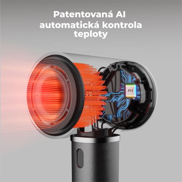 AENO AI ProDryer Fén HD5 čierny, 100km/h, Hlasové ovl., ionizátor, AI, NTC, Gravity/Infra senzor, 67 dB, LED 