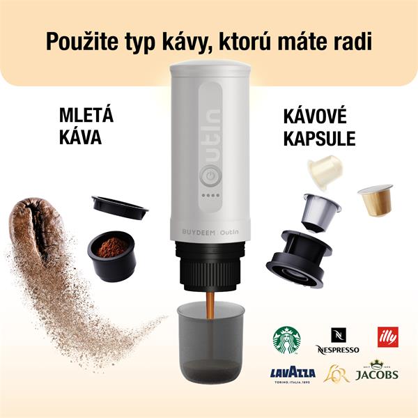 BUYDEEM OTEM-01-OW (OUTIN) prenosný nano espresso kávovar, biely 
