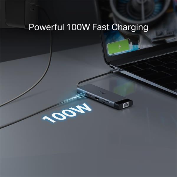 USB Type-C 9-Port Hub
SPEC: 1 × USB-C Connector,1 × HDMI 4K 60Hz Port,1 × USB-C PD 100W Port,1 × RJ45 1000Mbps Port,1 × 