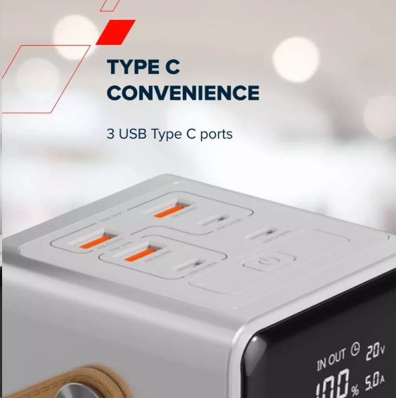 Canyon OnPower 610, Powerbank, 60.000 mAh, displej, in: USB-C, out: 3x USB-C,  PD 100W, 3x USB-A, QC 3.0, biela 