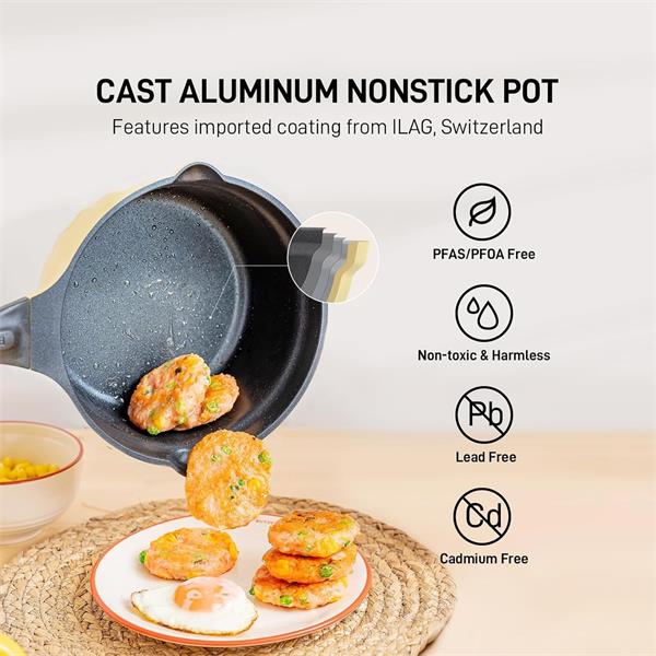 BUYDEEM Hliníkový nepriľnavý hrniec 1,8L, model CP141, farba jemná žltá 