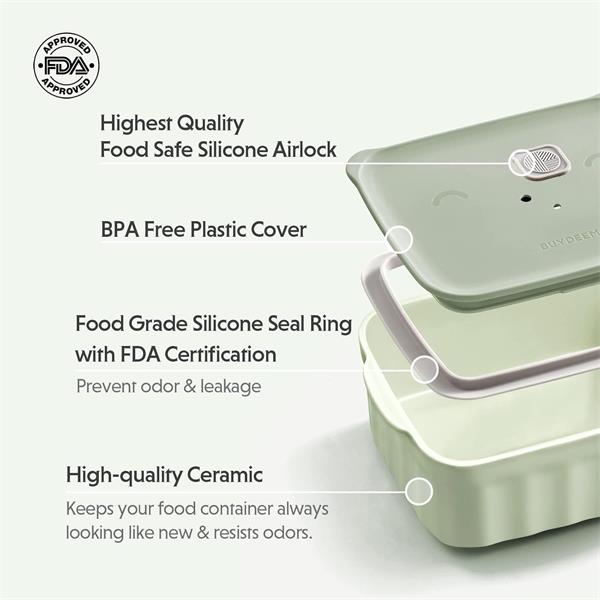 BUYDEEM Bento obedová keramická miska 810 ml, model CT1006, farba zelená 