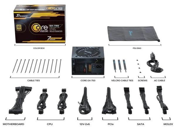 Zdroj 750W, Seasonic Core GX-750 ATX 3.1 80Plus Gold, modular 