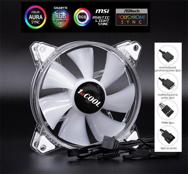 1stCOOL AURA EVO ARGB PWM Crystal 120mm transparentný ventilátor 