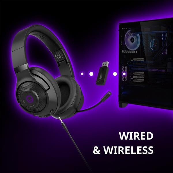Lorgar Noah 702, herny headset 3v1 - BT 5.3 + WiFi + 3.5mm jack , skladací dizajn, 1000 mAh vysokokapacitný akumulátor 