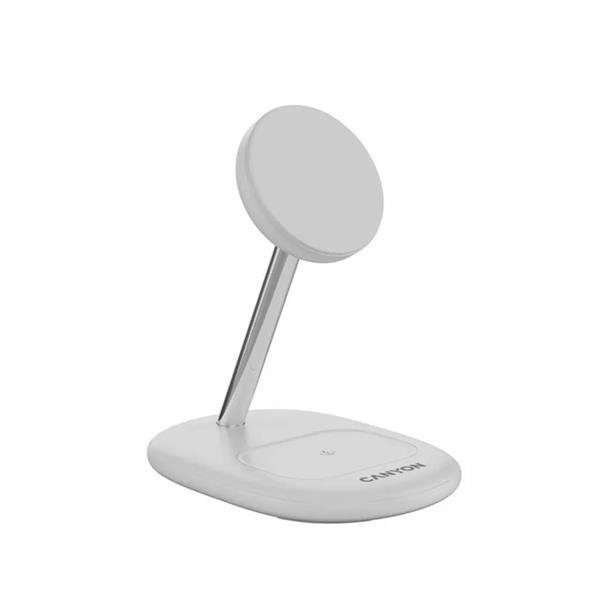 Canyon OnCharge 205, 2v1, bezdrôtová nab. stanica pre 2 zariadenia simultánne, s 30W nap. adap. a 1m USB-C káblom, biela 