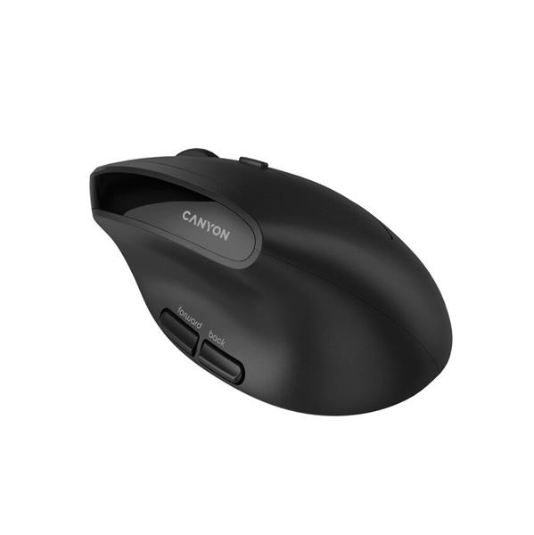 Canyon MW-25, 2v1 vertikálna bezdrôtová optická myš, BT/ 2.4 GHz , 2400 dpi, LED indikácia, 1xAA batéria, čierna 