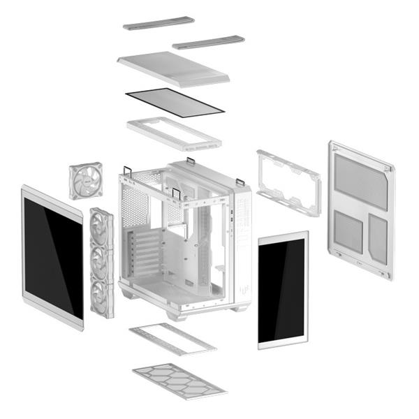 ASUS TUF GAMING GT502 HORIZON TG ARGB WHITE 4x ARGB LED fan, ATX, biela 