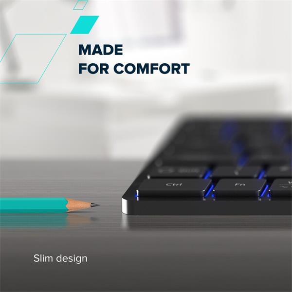 Canyon HKB-W11, 2v1 bezdrôtová klávesnica, vodeodolná, 12 multim. kláves, RGB podsv, plnoh. veľkosť, štíhla, SK/CZ, šedá 