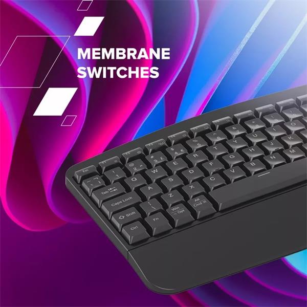 Canyon HKB-W6, 2v1 bezdrôtová klávesnica, ergonomická s opierkou, vodeodolná, 104 klávesov, US, čierna 