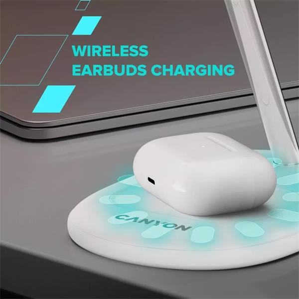 Canyon OnCharge 205, 2v1, bezdrôtová nabájacia stanica pre 2 zariadenia simultánne, bez nap. adaptéra, čierna 