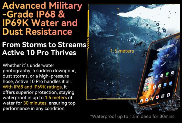 Blackview Active 10 Pro Rugged Tab 12GB/512GB, 10.95" FHD IPS 90Hz Corning Glass 3, MT6878 Octa-core, 50/108 MP, Čierny 