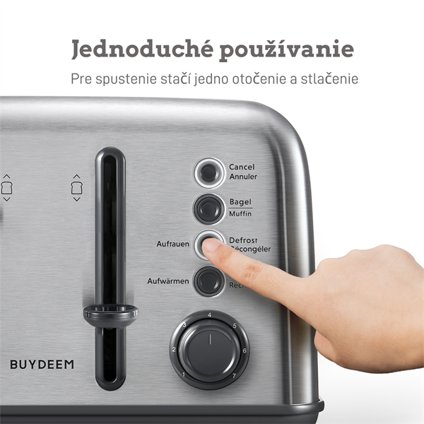 BUYDEEM Hriankovač na 4 plátky, model DT640E, farba nerezová oceľ, EU 