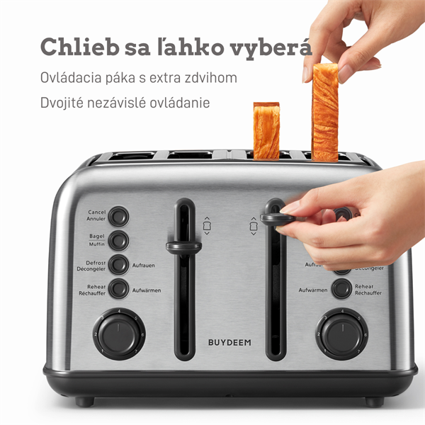 BUYDEEM Hriankovač na 4 plátky, model DT640E, farba nerezová oceľ, EU 