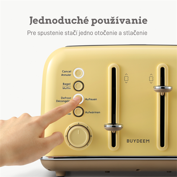 BUYDEEM Hriankovač na 4 plátky, model DT640E, farba jemná žltá, EU 