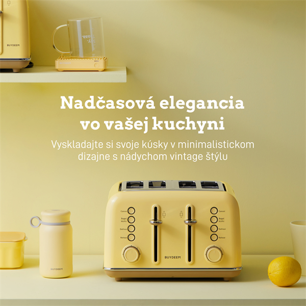 BUYDEEM Hriankovač na 4 plátky, model DT640E, farba jemná žltá, EU 