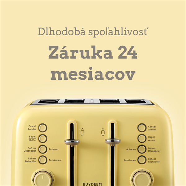 BUYDEEM Hriankovač na 4 plátky, model DT640E, farba jemná žltá, EU 