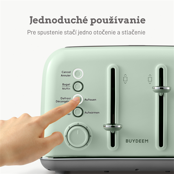 BUYDEEM 4-plátkový hriankovač, model DT640E, farba zelená, EU 