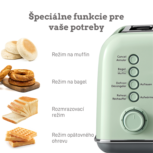BUYDEEM 4-plátkový hriankovač, model DT640E, farba zelená, EU 