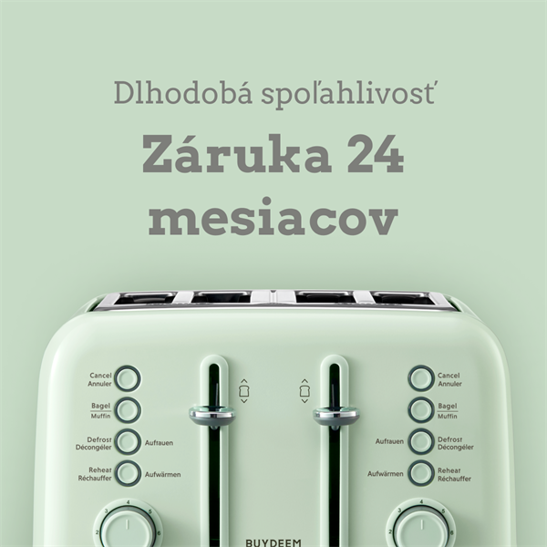 BUYDEEM 4-plátkový hriankovač, model DT640E, farba zelená, EU 