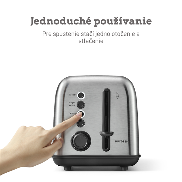 BUYDEEM 2-plátkový hriankovač, model DT620E, farba nerezová oceľ, EU 