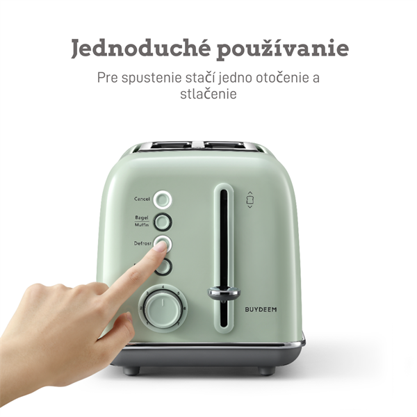 BUYDEEM Hriankovač na 2 plátky, model DT620E, farba zelená, EU 
