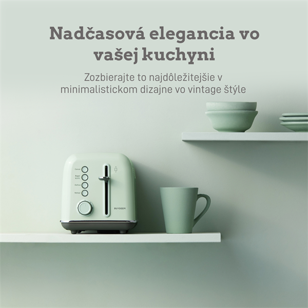 BUYDEEM Hriankovač na 2 plátky, model DT620E, farba zelená, EU 