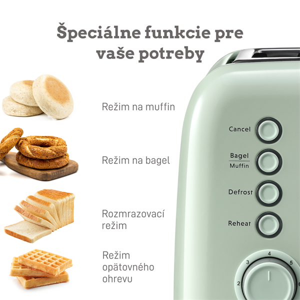 BUYDEEM Hriankovač na 2 plátky, model DT620E, farba zelená, EU 