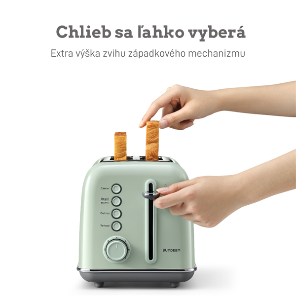 BUYDEEM Hriankovač na 2 plátky, model DT620E, farba zelená, EU 