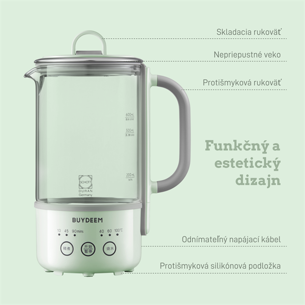 BUYDEEM Multifunkčný nápojový prístroj, model K314, farba zelená, EU 