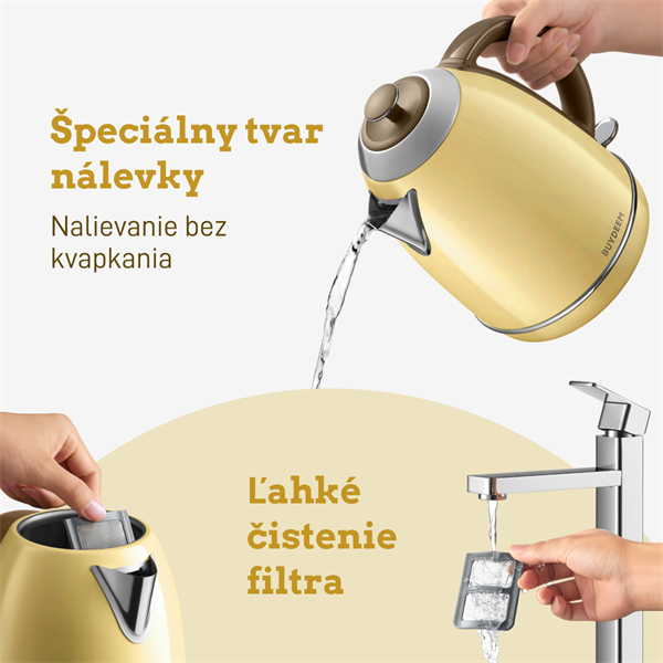 BUYDEEM Varná kanvica, model K640, farba jemná žltá, EU 