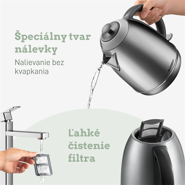 BUYDEEM Varná kanvica, model K640, farba nerezová oceľ, EU 