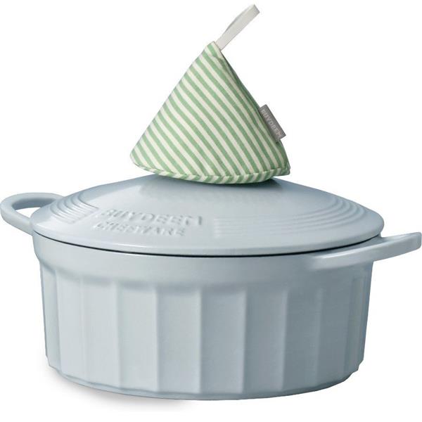 BUYDEEM Smaltovaný liatinový hrniec 2,9L, 22cm, model CP521, farba biela modrá 