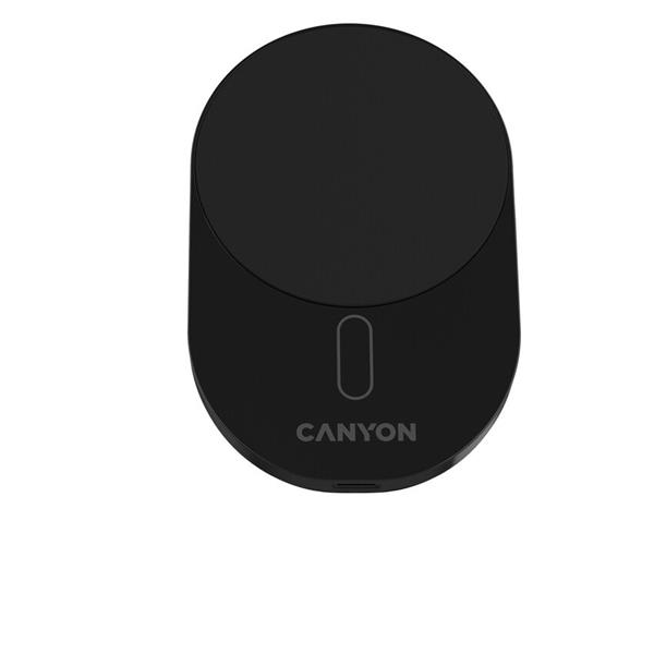 Canyon On Grip 105, bezdrôtová autonabíjačka, magnetické uchytenie mobilu, 15W, 1x USB-C 20W. čierna 