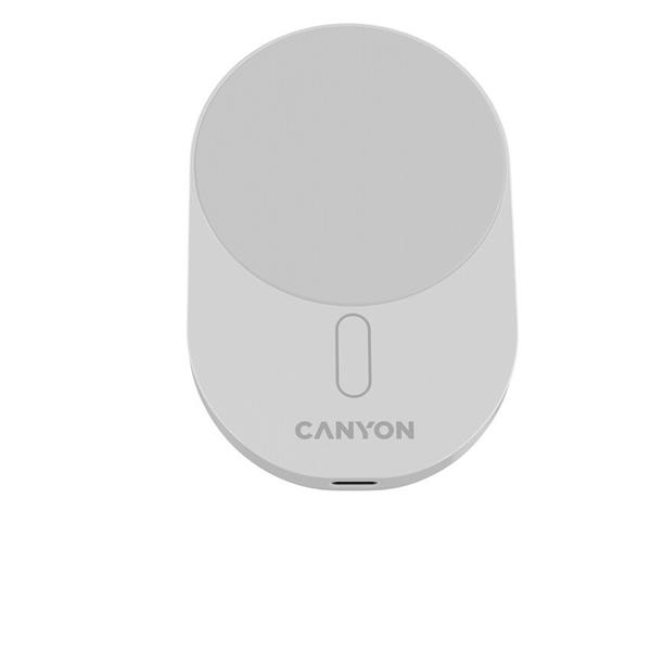 Canyon On Grip 105, bezdrôtová autonabíjačka, magnetické uchytenie mobilu, 15W, 1x USB-C 20W. biela 