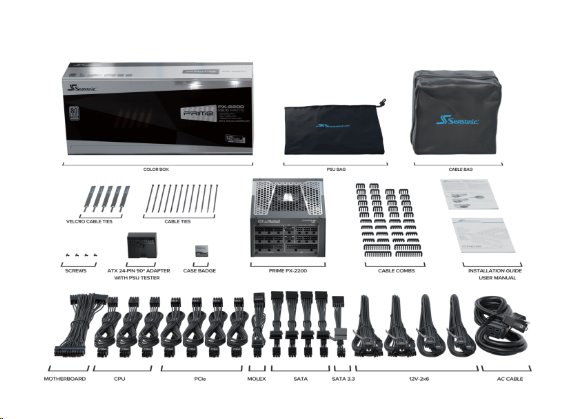 Zdroj 2200W, Seasonic Prime PX-2200 80PLUS Platinum, Modular, ATX 3.1 
