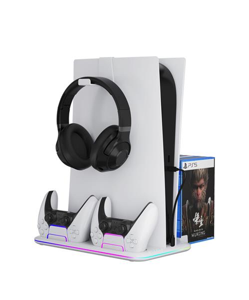 Canyon CS-51, multifiukčný stojan pre PS5 Slim, s chladením, nabíjanie 2 x gamepad, čierny 