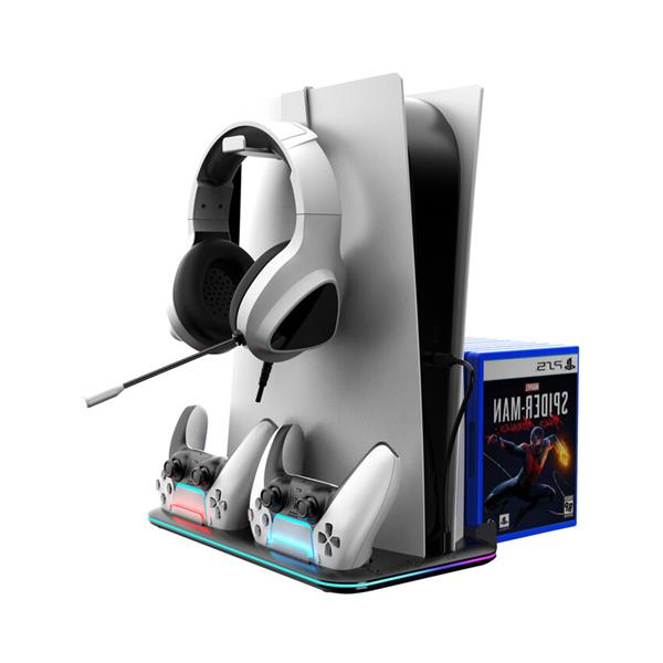 Canyon CS-51, multifiukčný stojan pre PS5 Slim, s chladením, nabíjanie 2 x gamepad, čierny 