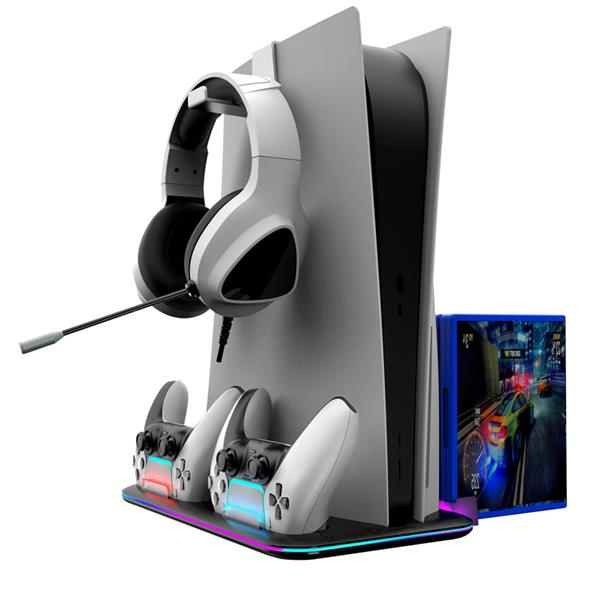 Canyon CS-51, multifiukčný stojan pre PS5 Slim, s chladením, nabíjanie 2 x gamepad, čierny 