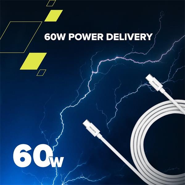 Canyon CC60AB12, 1.2 m kábel, USB-C / USB-C, 60 W, 480 Mbps, biely 