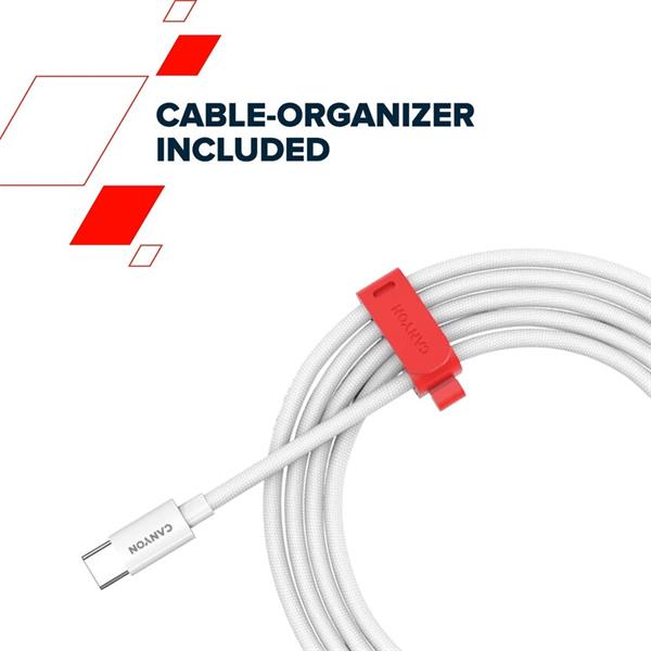 Canyon CC60AB12, 1.2 m kábel, USB-C / USB-C, 60 W, 480 Mbps, biely 
