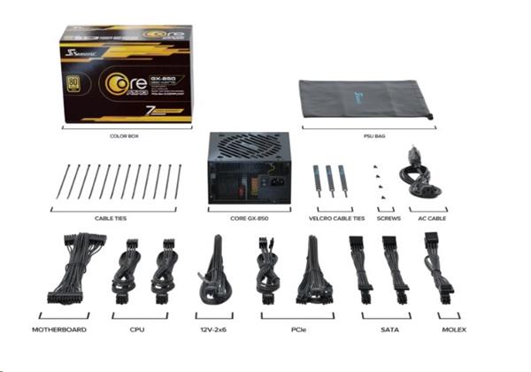 Zdroj 850W, Seasonic Core GX-850 ATX 3.1 80Plus Gold, modular 