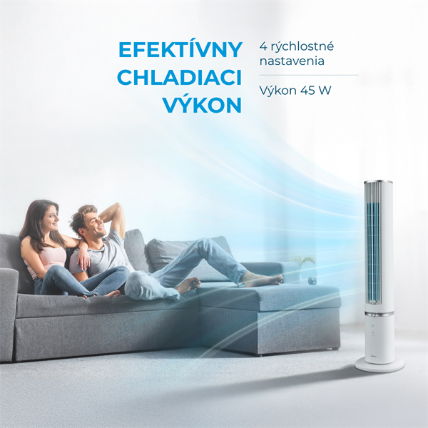 MIDEA Aroma Smart ventilátor MFZ402R0BPW, odnim. DO, teplotný senzor, 4 rýchlostí, 7h progr. časovač, 