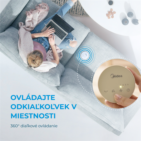 MIDEA Aroma Smart ventilátor MFZ402R0BPW, odnim. DO, teplotný senzor, 4 rýchlostí, 7h progr. časovač, 