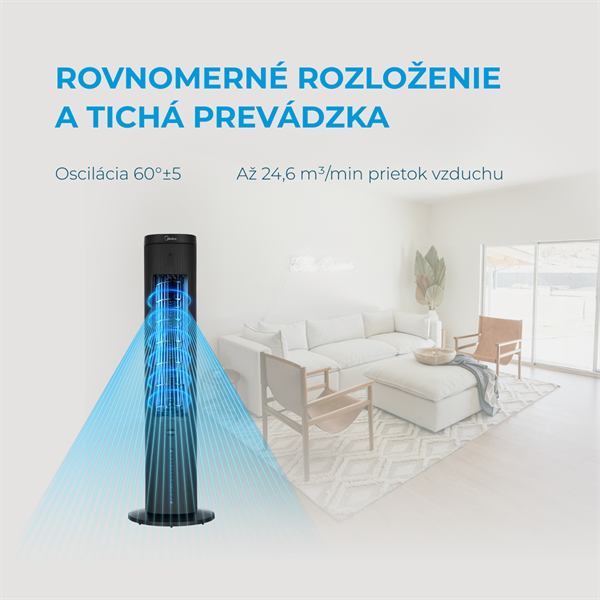 Midea ventilátor s chladením MAC402R0BPK, dialkove ovládanie, 3 rýchlostí, 7h progr. časovač,  Touch  Panell 