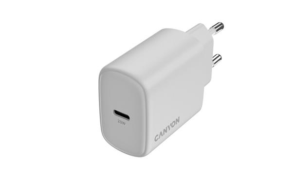 Canyon OnCharge 200, univerzálna nabíjačka do steny, 1x USB-C, PD 20W, biela 