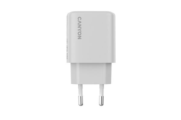 Canyon OnCharge 200, univerzálna nabíjačka do steny, 1x USB-C, PD 20W, biela 